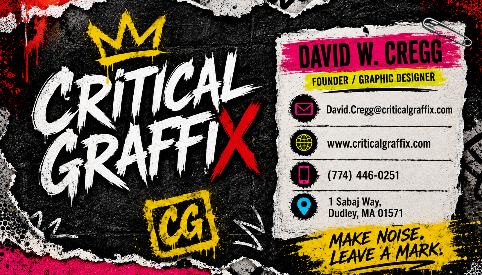 Critical Graffix official business card front artwork