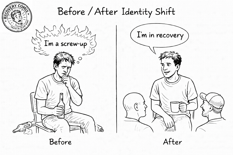 Recovery Comix Before/After Identity Shift
