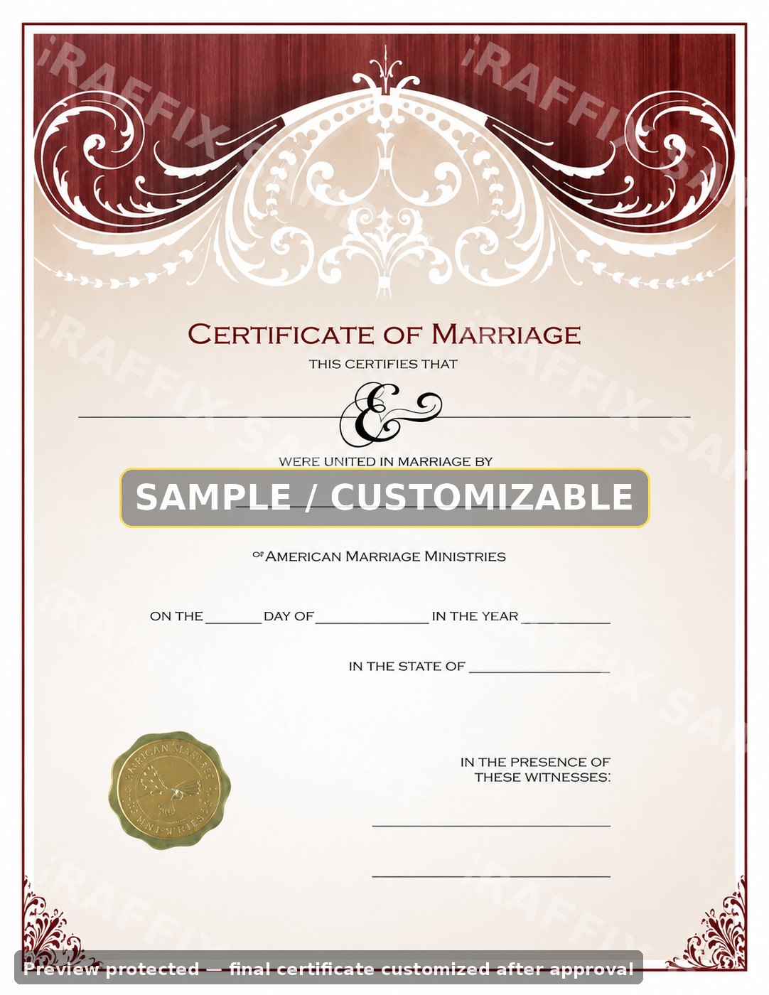 Burgundy Ornamental certificate sample