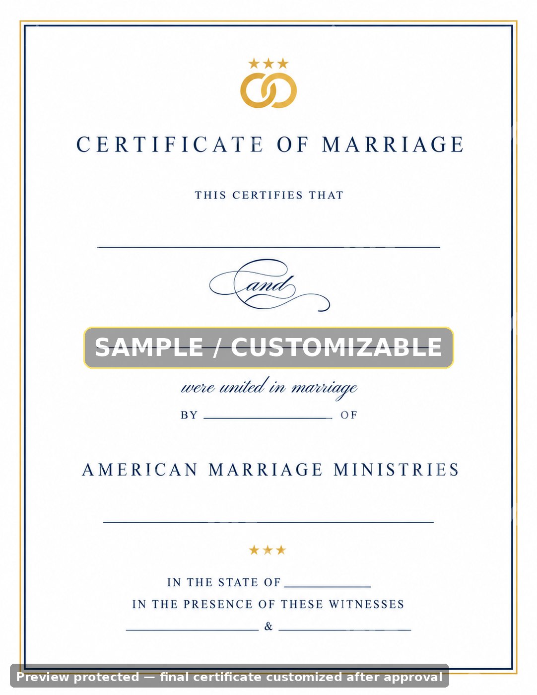 Minimal Navy & Gold certificate sample