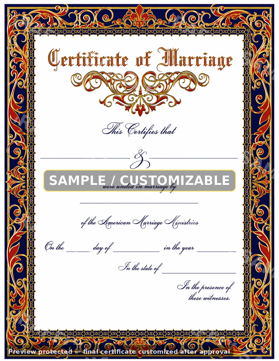 Ornate Red & Gold certificate sample