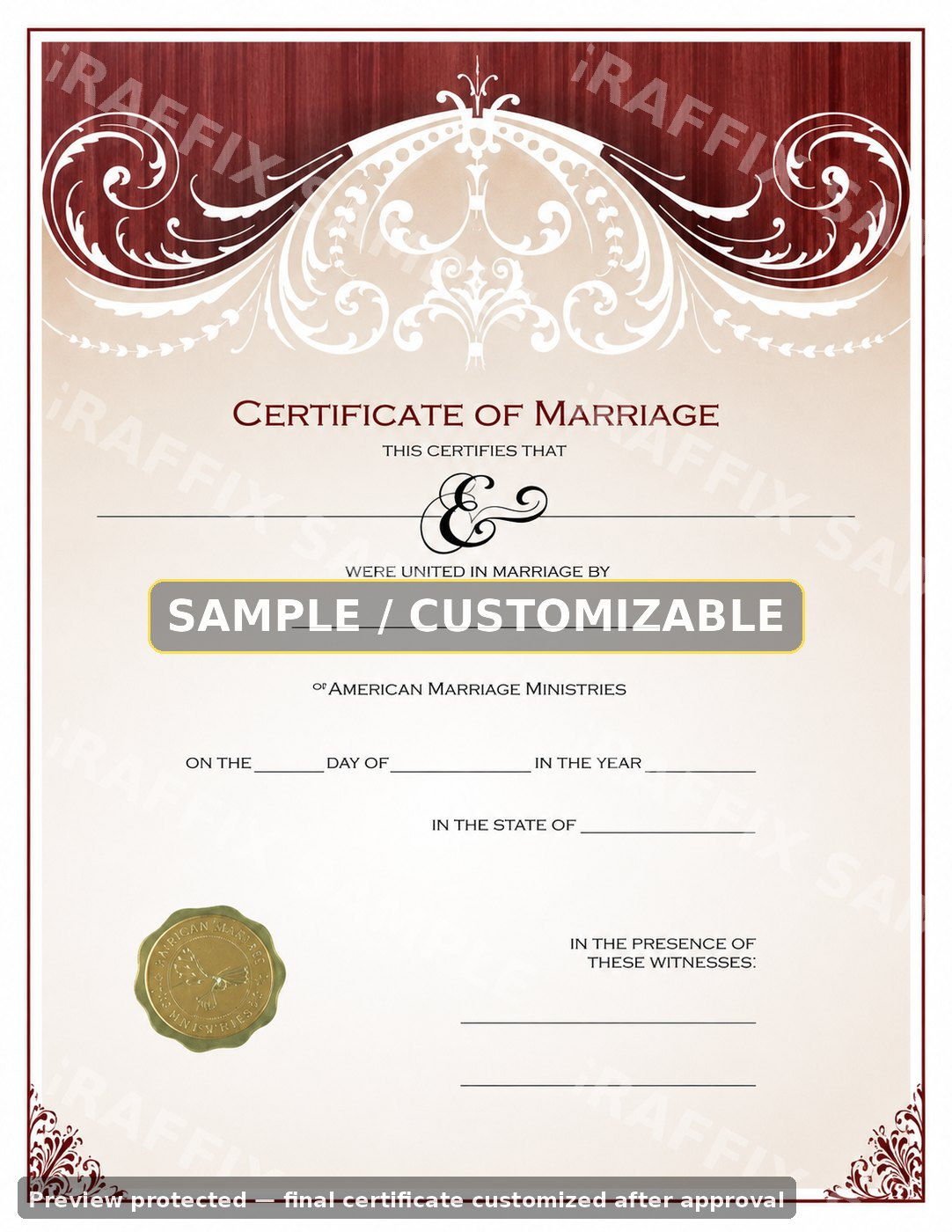 Burgundy Ornamental certificate sample