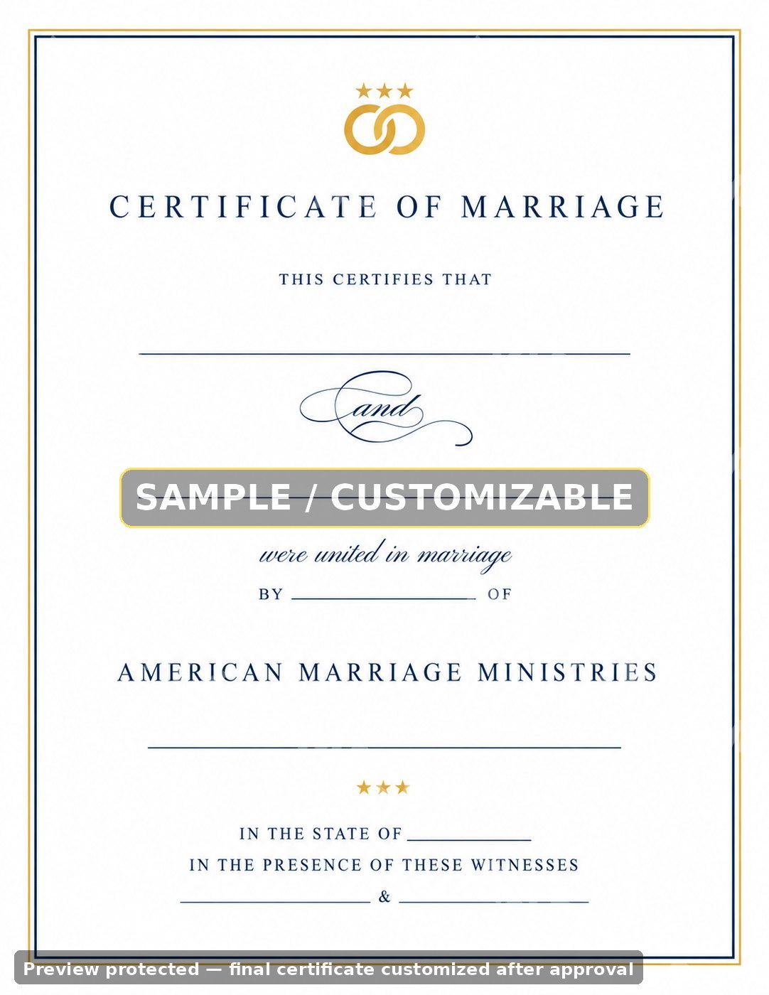 Minimal Navy & Gold certificate sample