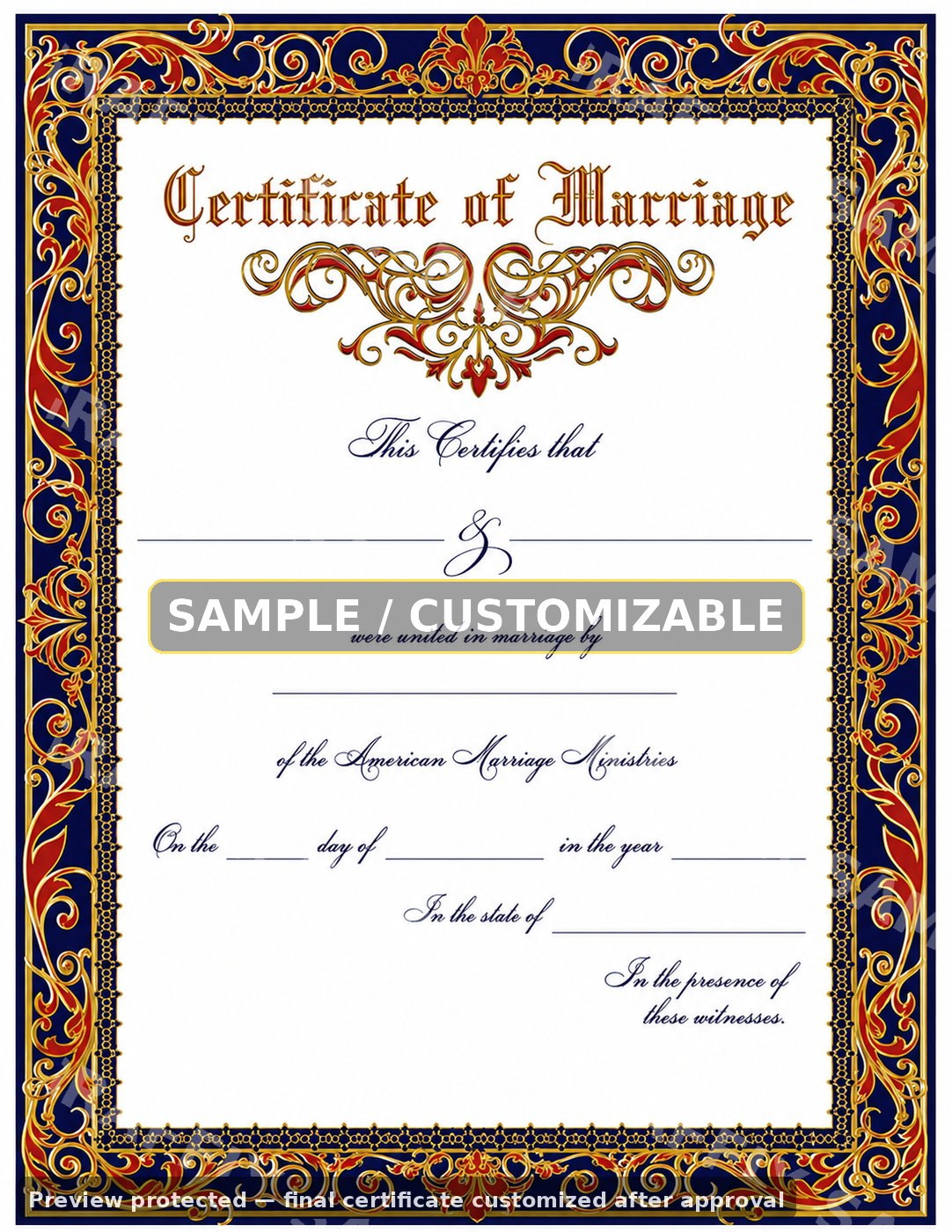 Ornate Red & Gold certificate sample