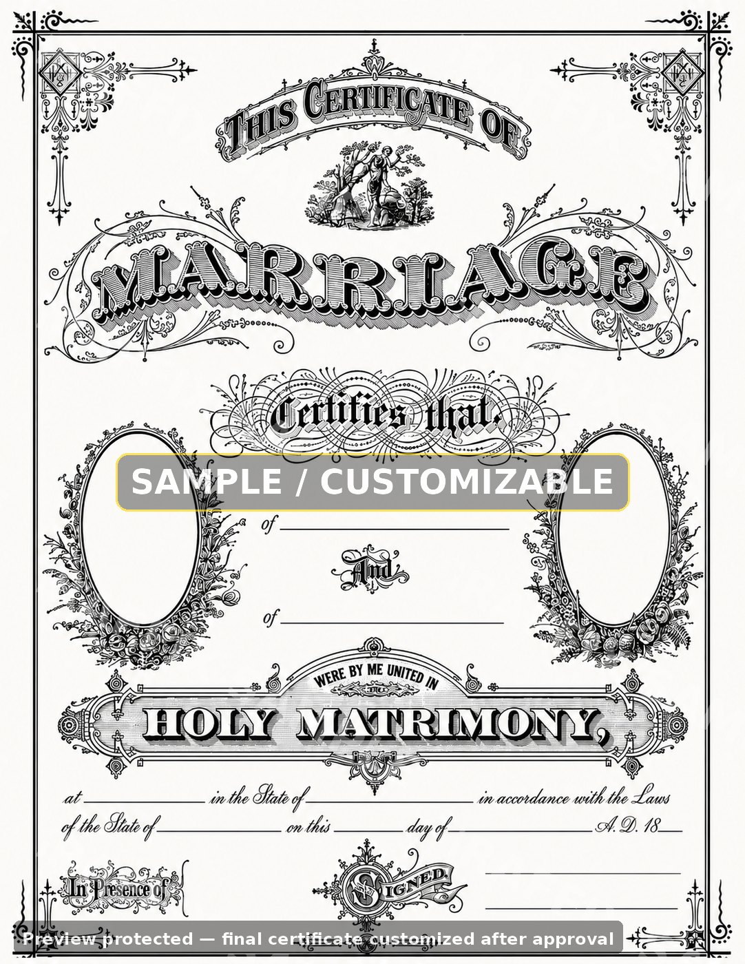 Vintage Black & White certificate sample